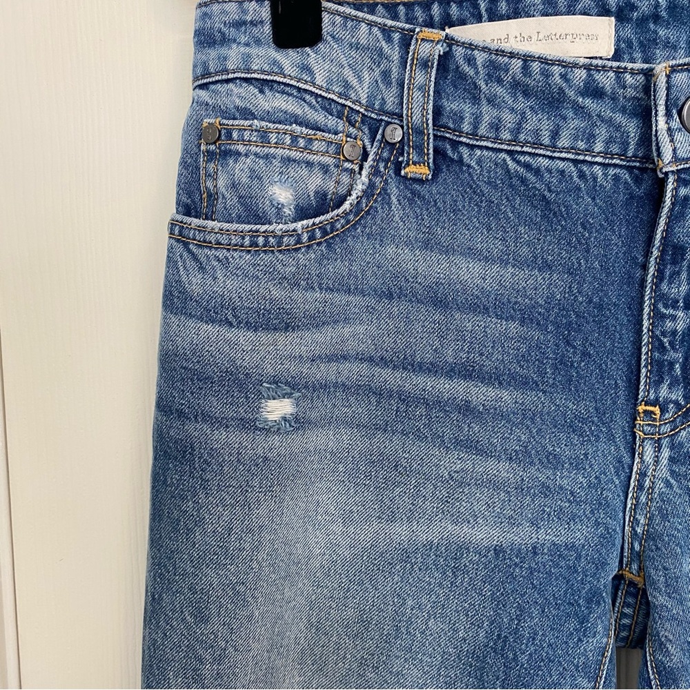 Anthropologie Pilcro Hyphen Fringe Crop Jeans Raw Hem Boyfriend 27 - Picture 5 of 15